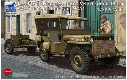 Picture of 1/35 US GPW 1/4-Ton Utility Vehicle with 37mm AT Gun M3A1 – Bronco Model CB35107