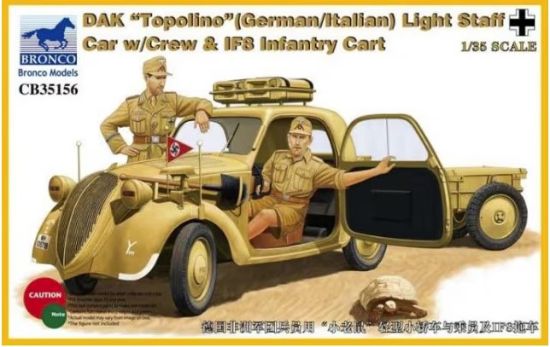 Picture of 1/35 DAK ‘Topolino’ Light Staff Car with IF8 Cart & Crew – Bronco Model CB35156