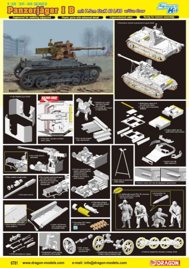 Picture of 1/35 Panzerjäger I B w/7.5cm StuK 40 L/48 & Gun Crew Smart Kit – Dragon 6781