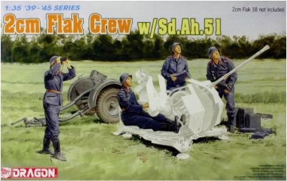 Picture of 1/35 2cm Flak Crew with Sd.Ah.51 Trailer – Dragon 6368