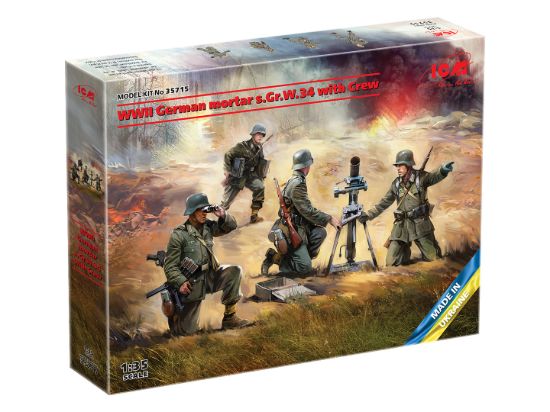 Picture of 1/35 WW2 German mortar GrW 34 with Crew (mortar and 4 figures) - ICM 35715