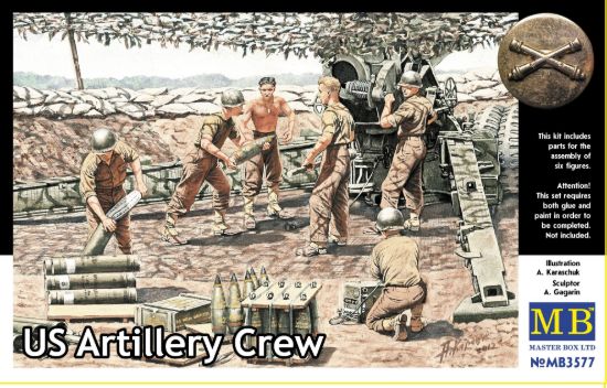 Picture of 1/35 “US Artillery Crew” - 6 figures representing US gun crew, WW II era. - Master Box 3577