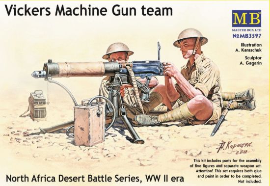 Picture of 1/35 Vickers Machine Gun team, North Africa Desert Battle Series, WW II era  - Master Box 3597