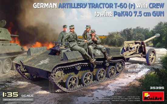 Picture of 1/35 German Artillery Tractor T-60 (r) w/PaK40 Gun & Crew - MiniArt 35395