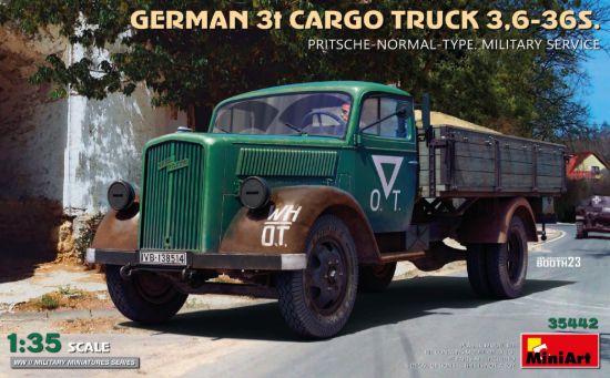 Picture of 1/35 German 3t Cargo Truck 3,6-36S. Pritsche-Normal-Type. Military Service - MiniArt 35442