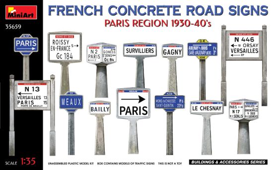 Picture of French Concrete Road Signs 1930-40's. Paris Region
