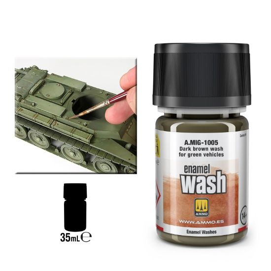 Picture of Dark Brown Wash for Green Vehicles – AMMO A.MIG-1005