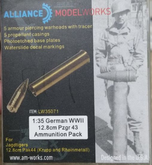 Picture of 1/35 German WWII 12.8cm Pzgr.43 Ammunition Pack (5pcs) – Alliance Model Works LW35071