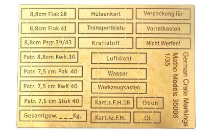 Picture of 1/35 German Crate Markings (airbrush templates) - Matho Models 35006