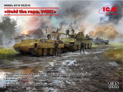 Picture of 1/35 Hold the rope, Willi!' (Pz.Kpfw.V Panther Ausf.D,  Bergepanther , le.gl.Einheitz-Pkw Kfz.4, German Drivers (1939-1945) and German Tank Riders (1942-1945)) - ICM DS3516