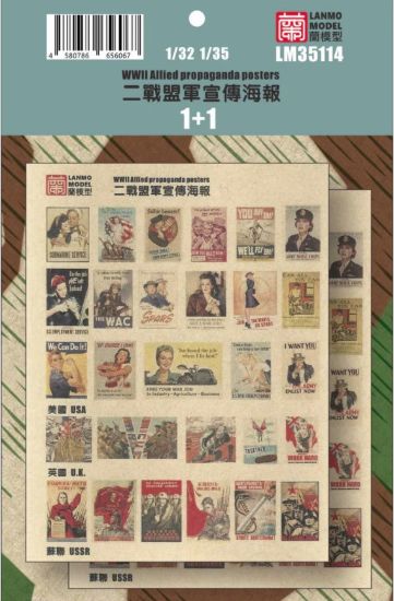 Picture of 1/35 WWII Allied Propaganda Posters (1+1 Set) – Lanmo LM35114 (Package mislabeled LM35014)