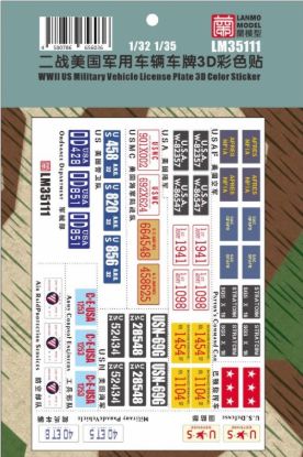 Picture of 1/35 WWII U.S. Military Vehicle License Plate – 3D Color Sticker – Lanmo LM35111