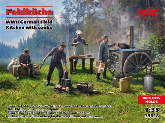 Picture of 1/35 Feldküche, WWII German Field Kitchen with cooks (100% new molds) - ICM 35618
