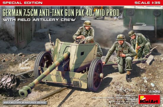 Picture of 1/35 German 7.5cm Anti-Tank Gun PaK 40. Mid Prod w/ Artillery Crew. Special Edition - MiniArt 53010