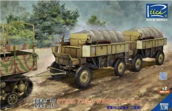 Picture of 1/35 German Hf.7 steel field trailer with resin towing fork (Dual pack) - Riich Models RV35041