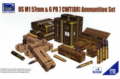 Picture of 1/35 US M1 57mm & 6PR 7cwt (BR) Ammunition Set(Model kits x4) - Riich Models RE30009
