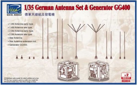 Picture of 1/35 WWII German GG400 Generator & Antenna Set w/PE (Model kits x2) Dual pack - Riich Models RE30014