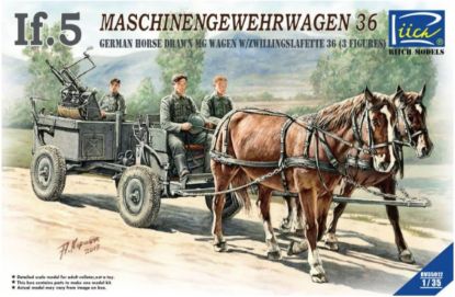 Picture of 1/35 WWII German IF-5 Horse Drawn MG Wagon with Zwillingslafette 36 (two horese & three figures - Riich Models RV35012