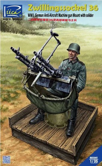 Picture of 1/35 WWII German Zwillingssockel 36 Anti-Aircraft MG Mount with Solider (include PE & Decal)  - Riich Models RV35047