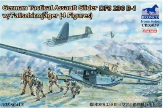 Picture of 1/35 German Tactical Assault Glider DFS 230 B-1 w/Fallschirmjäger (4 Figures) - Bronco Model CB35039