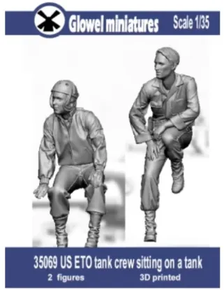 Picture of 1/35 US ETO tank crew sitting on a tank - Glowel Miniatures 35069
