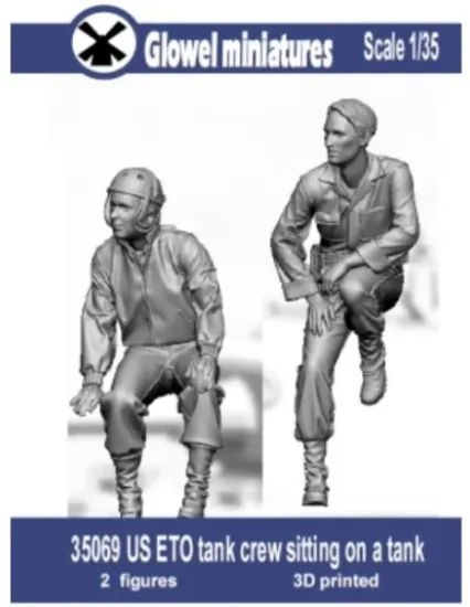 Picture of 1/35 US ETO tank crew sitting on a tank - Glowel Miniatures 35069