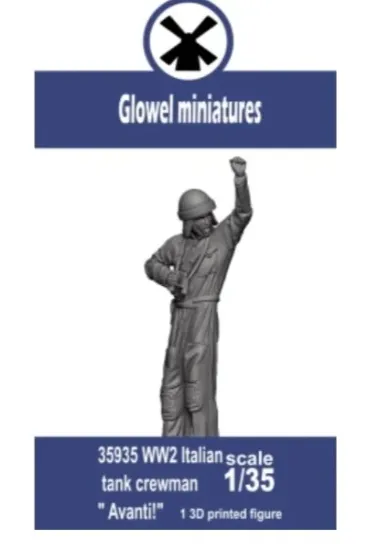 Picture of 1/35 WW2 Italian tank crewman " Avanti!" - Glowel Miniatures 35935