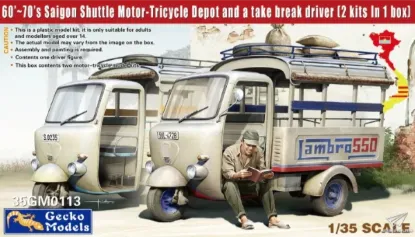 Picture of 1/35 60’~70’s Saigon Lambro 550 Shuttle Motor-Tricycle Depot and a take break driver (2 kits In 1box) - GECKO 35GM0113