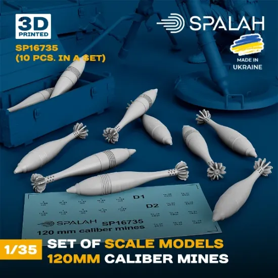 Picture of 1/35 Set of scale models "120-mm caliber mines", (10 psc.). - Spalah Models SP16735