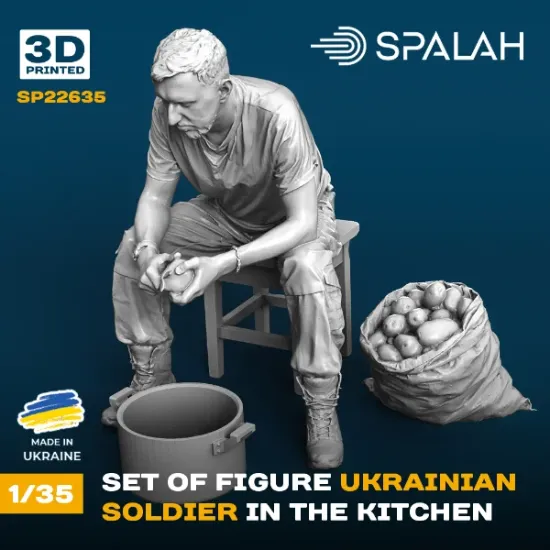 Picture of 1/35 Set of scale models and figure "Ukrainian soldier in the kitchen". - Spalah Models SP22635
