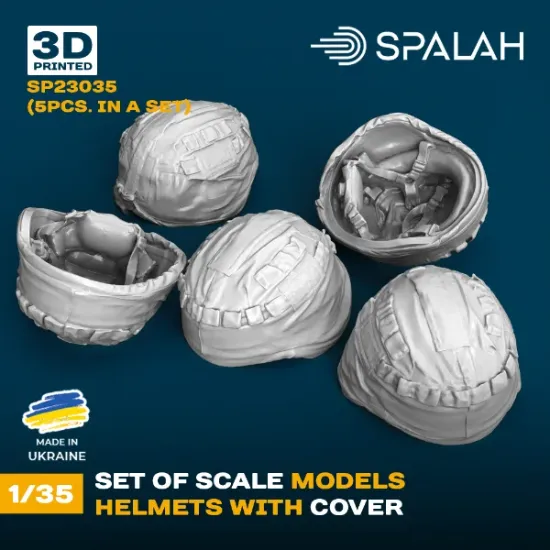 Picture of 1/35 Set of scale models "Helmets with cover", (5 pcs.). - Spalah Models SP23035