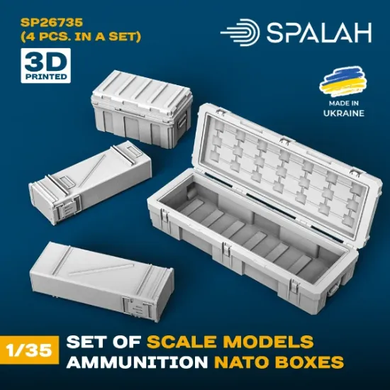 Picture of 1/35 Set of scale models "Ammunition NATO boxes", (4 pcs.). - Spalah Models SP26735
