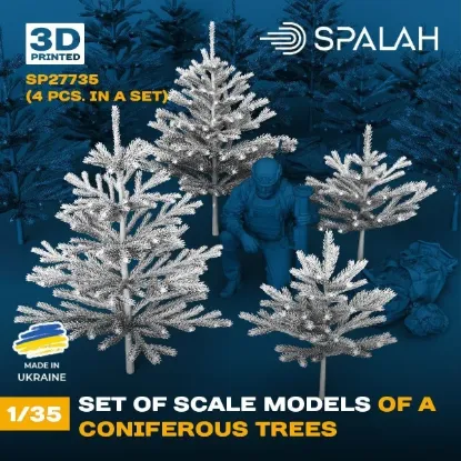 Picture of 1/35 Set of scale models "Coniferous trees", (4 pcs.). - Spalah Models SP27735