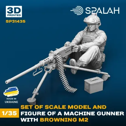 Picture of 1/35 Set of scale model and figure "Machine gunner with Browning M2 machine gun". - Spalah Models SP31435