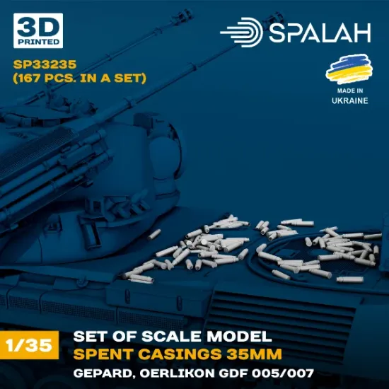 Picture of 1/35 Set of scale model "Spent casings 35mm (Gepard, Oerlikon GDF 005/007)", (167 pcs.). - Spalah Models SP33235