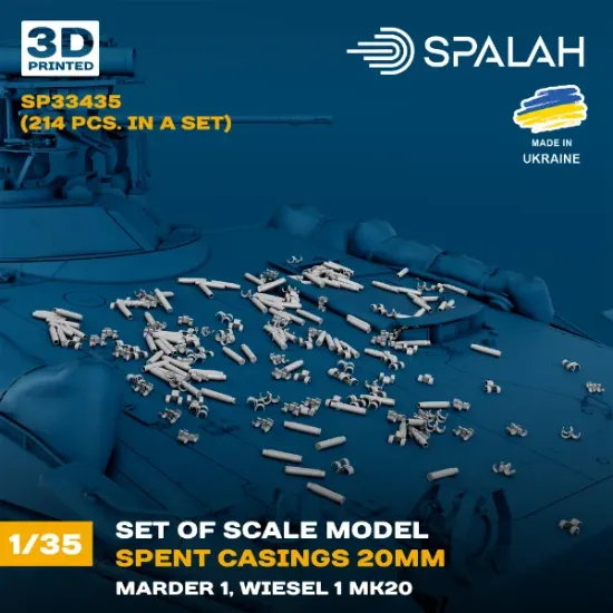 Picture of 1/35 Set of scale model "Spent casings 20mm (MARDER 1, Wiesel 1, MK 20)", (214 pcs.). - Spalah Models SP33435