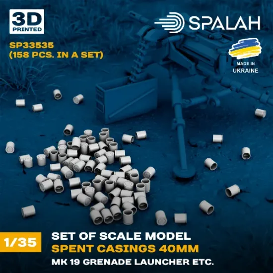 Picture of 1/35 Set of scale model "Spent casings 40mm (MK19 grenade launcher)", (158 pcs.). - Spalah Models SP33535