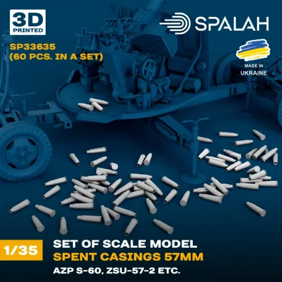 Picture of 1/35 Set of scale model "Spent casings 57mm (AZP S-60, ZSU-57-2)", (60 pcs.). - Spalah Models SP33635