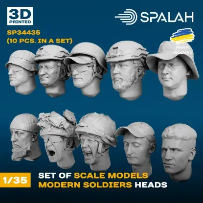 Picture of 1/35 Set of scale models "Modern soldiers heads", (10 pcs.). - Spalah Models SP34435