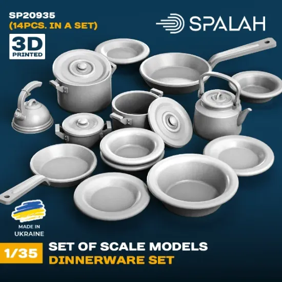 Picture of 1/35 Set of scale models "Dinnerware set", (14 pcs.). - Spalah Models SP20935
