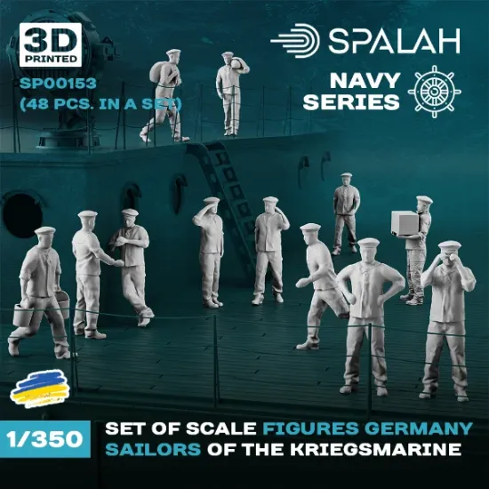 Picture of 1/350 Set of figures "German Kriegsmarine sailors", (48 pcs.). - Spalah Models SP00153