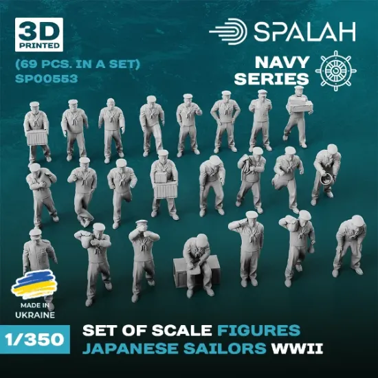 Picture of 1/350 Set of figures "Japanese sailors", (69 pcs.). - Spalah Models SP00553