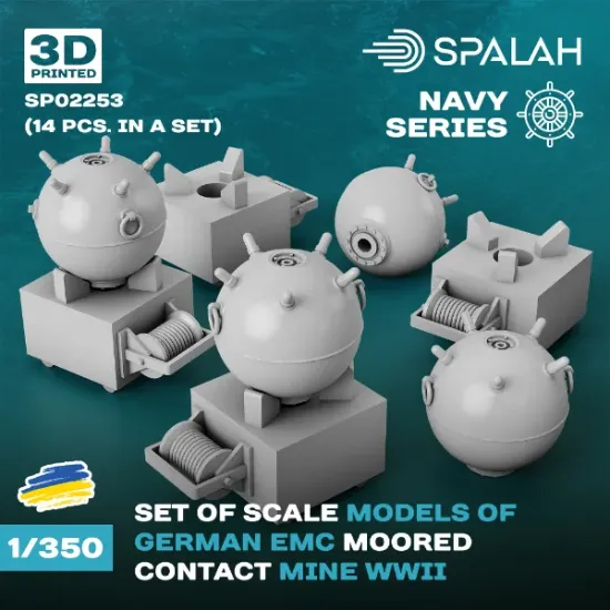 Picture of 1/350 Set of scale models "German EMC moored contact mine WWII", (14 pcs.). - Spalah Models SP02253