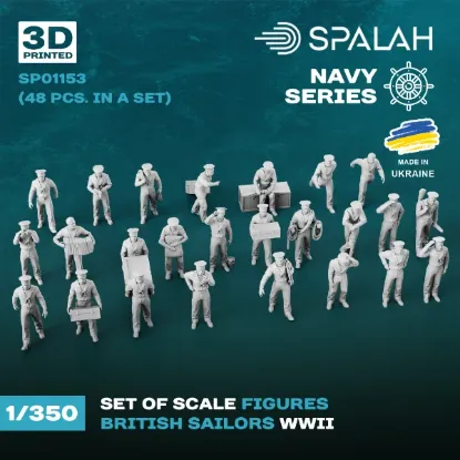 Picture of 1/350 Set of figures "British sailors", (48 pcs.). - Spalah Models SP01153