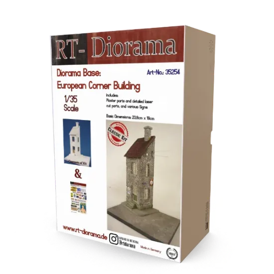 Picture of 1/35 Diorama Base: European Corner Building - RT Diorama 35254