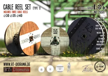 Picture of 1/35 Cable Reel Set (3pcs. small) - RT Diorama 35501