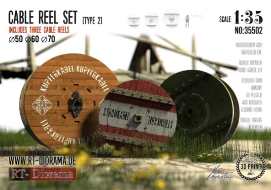 Picture of 1/35 Cable Reel Set (3pcs. medium) - RT Diorama 35502