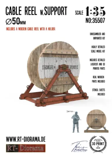 Picture of 1/35 Cable Reel w. Support Ø50mm - RT Diorama 35507