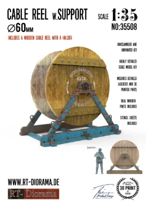 Picture of 1/35 Cable Reel w. Support Ø60mm - RT Diorama 35508