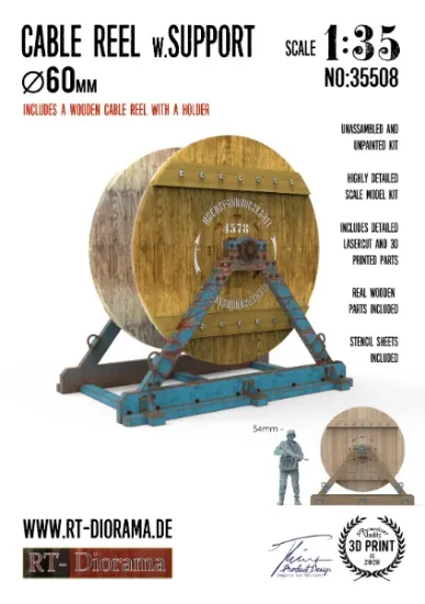 Picture of 1/35 Cable Reel w. Support Ø60mm - RT Diorama 35508